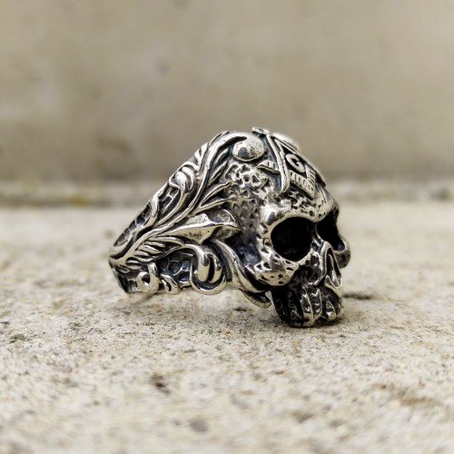 Mens Skull Ring, 925 Sterling Silver - Blackened - Mexican (SKU: 8107) |  Lazurit-Online