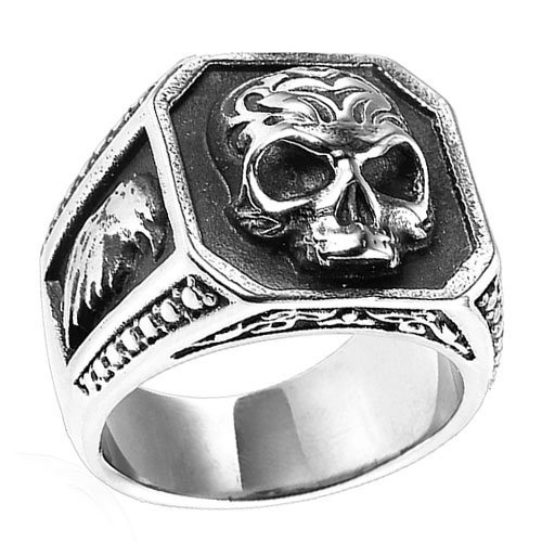 Biker Skull Ring - Skull and Eagle Gothic Men's Ring