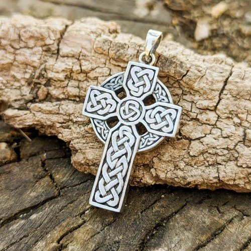 Celtic High Cross Decorative Knotwork - One Sided Pendant