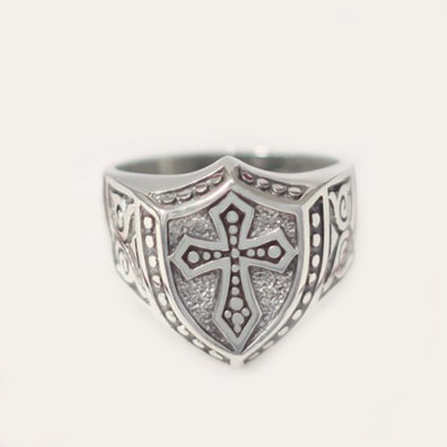 varkensvlees Kilauea Mountain consumptie Celtic Cross Ring Cross and Shield | Forefathers-art