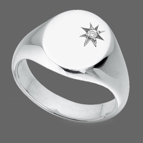 Monogram Ring - Custom Initial Letter Ring Oval Diamond Star