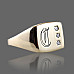 Monogram Ring - Custom Initial Signet Ring 3 Diamonds