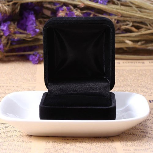 Luxury Black Velvet Ring Box, 6x5x3cm