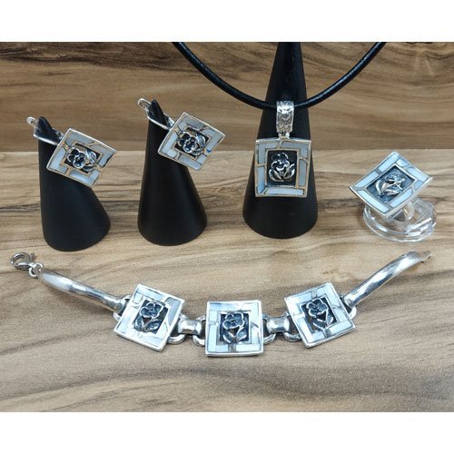 Mother of Pearl and Silver - Pendant, Earrings, Bracelet and Ring