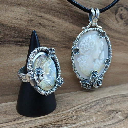 Mother-of-Pearl and Silver - Ring and Pendant