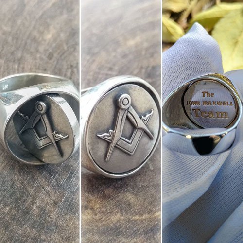 Personalized Masonic Ring Swivel Ring Letter, Square and Compass Vintage