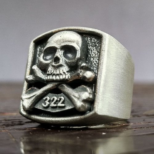 Masonic Pendant - Skull and Bones 322 Yale Secret Society - Silver