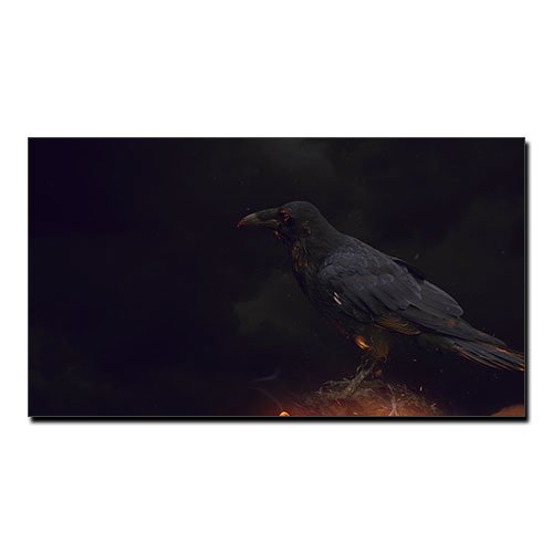 Viking Canvas Raven of Odin Wall Art Raven in The Night