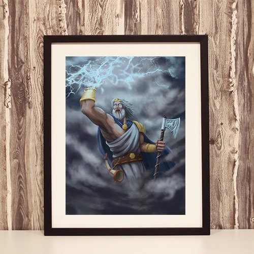 Framed Art Print Perun God of Thunder Slavic God Artwork