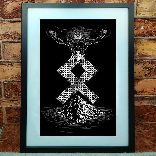 Odin and Odal Rune Viking Art Print Framed Poster