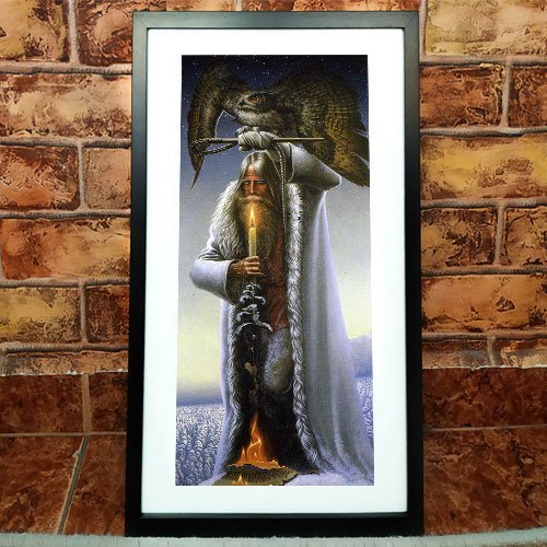 The Man with the owl Framed Art Print Norse Art Print Wall Decoration