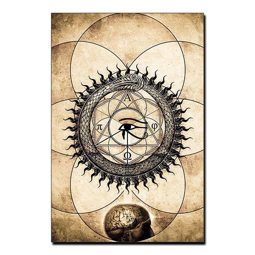 Occult Canvas Print The Ouroboros Eye of Horus Sacred Geometry