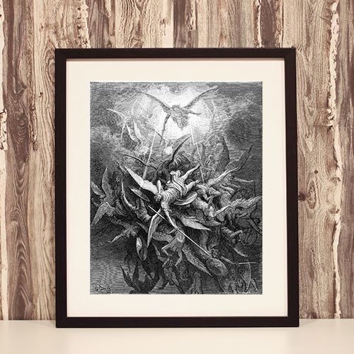 Fall of Lucifer Framed Art Print Paul Gustave Dore Occult Poster
