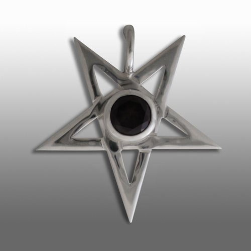 Pentagram Pendant Occult Satanic Pendant Black Stone