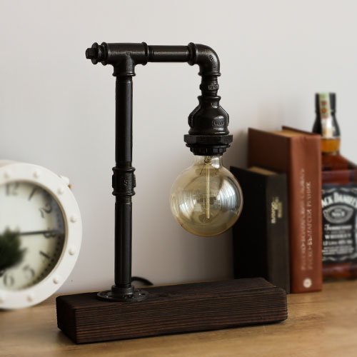 Industrial Table Lamp Steampunk Pipe Lamp Edison Bulb
