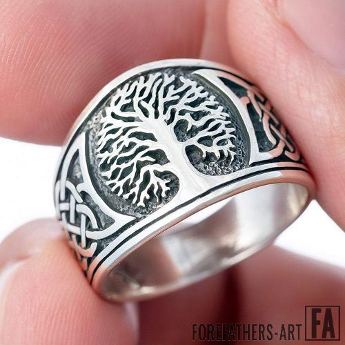Viking Tree of Life Celtics Knotwork Ring Men/'s Stainless Steel Jewell OR