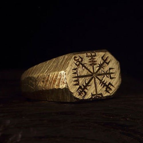 Vintage Norse Viking Rings Vegvisir Compass Ring