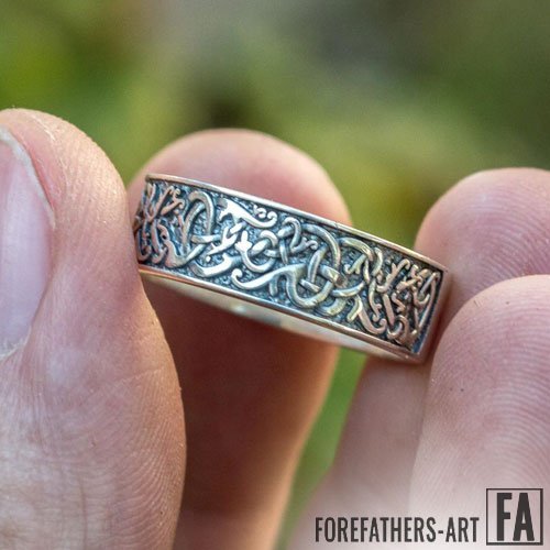 Norse Ring Viking Band Ring With Beautiful Ornaments