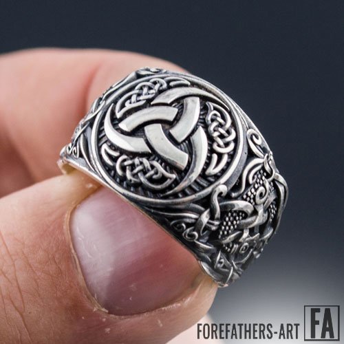 Odin Ring Viking Ring Odin Horn with Mammen Ornament