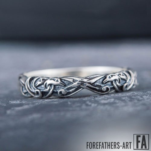Viking Band Ring With Beautiful Ornaments Norse Jewelry