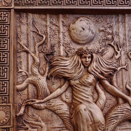Slavic Goddess Pagan Wood Carving Wall Art Decoration Forefathers Art