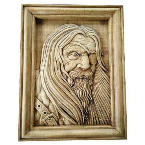 Viking Wood Carving Norse God Odin The Ruler of Valhala Woodwork