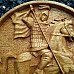 Wood Carving Art Dragonslayer Woodwork Horseman and Dragon