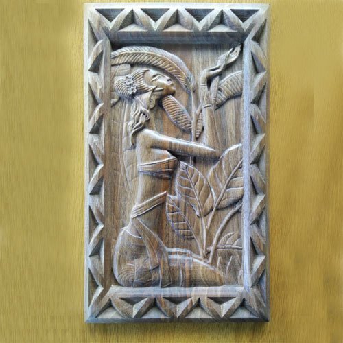 Wood Carving Egyptian Prayer for Rain Tefnut Wall Art Decoration
