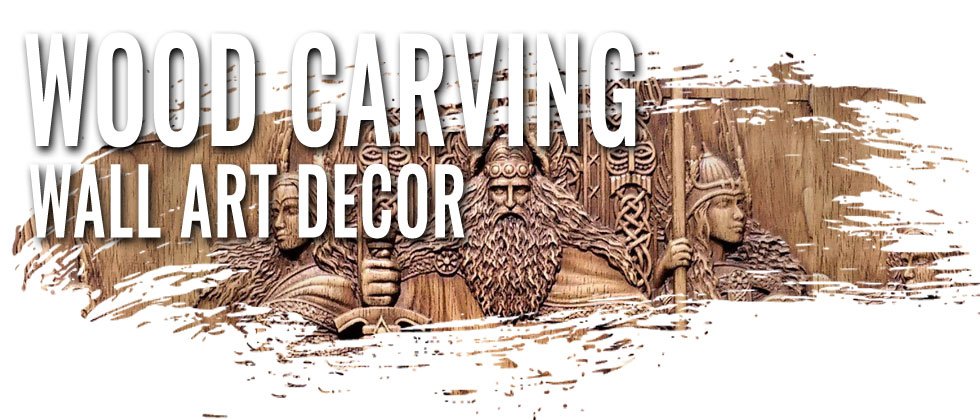 wood carving - wall art viking wood carving